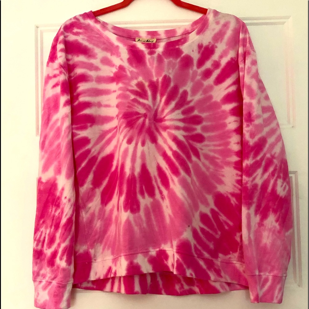 Tie-Dye! NWT! Jane and Delancy long sleeve/light sweatshirt. Large. Pink/white.